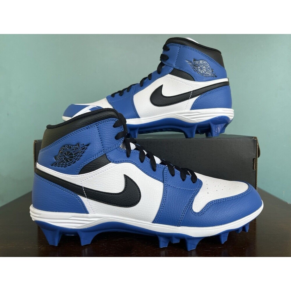 Jordan 1 Mid Alpha Menace Game Royal Football Cleats Men's Size 13 FJ6805-104